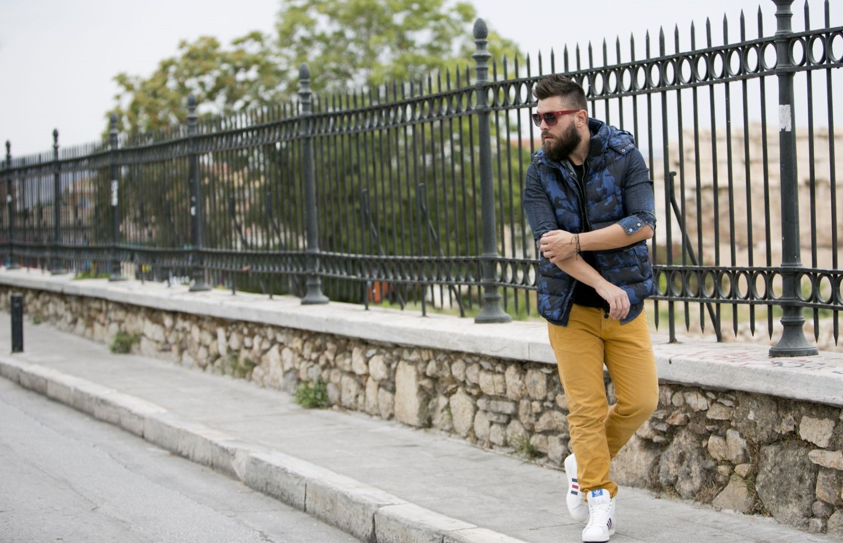 MAN, STREET STYLE, FASHION BLOGGER, ATHENS, ADIDAS SNEAKERS, CAMEO VEST, Funky Buddha, STAFF JEANS, MCARTHUR GLEN ATHENS, DENIM ICONS,cool artisan, Γαβριήλ Νικολαΐδης