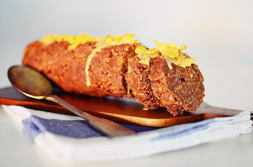 Tahini, honey, Corn Flakes, Chocolate Salami Recipe, νηστίσιμος κορμός, ταχίνι, σοκολάτα, κορν φλέικς, μέλι, εύκολη,συνταγή, καθαρά δευτέρα, cool artisan, Γαβριήλ Νικολαΐδης