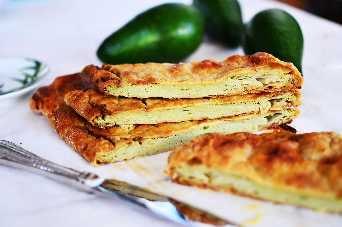 avocado pie, sweet, dessert, sugar, healthy, light, green, μπουγάτσα αβοκάντο, food52, cool artisan, Γαβριήλ Νικολαίδης σφολιάτα, puff pastry