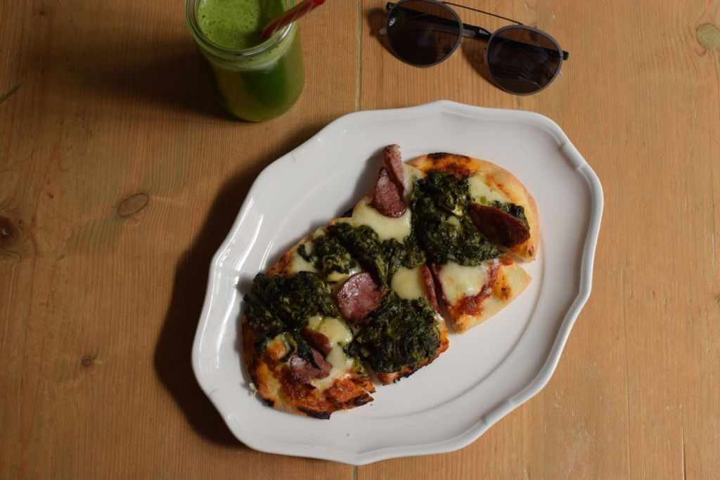 spinach, pizza, homemade, recipe