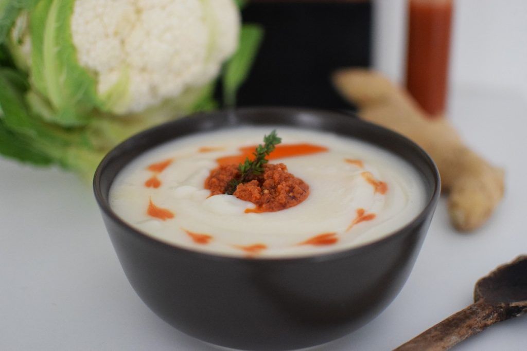 cauliflower, tabasco, ginger, soup, recipe