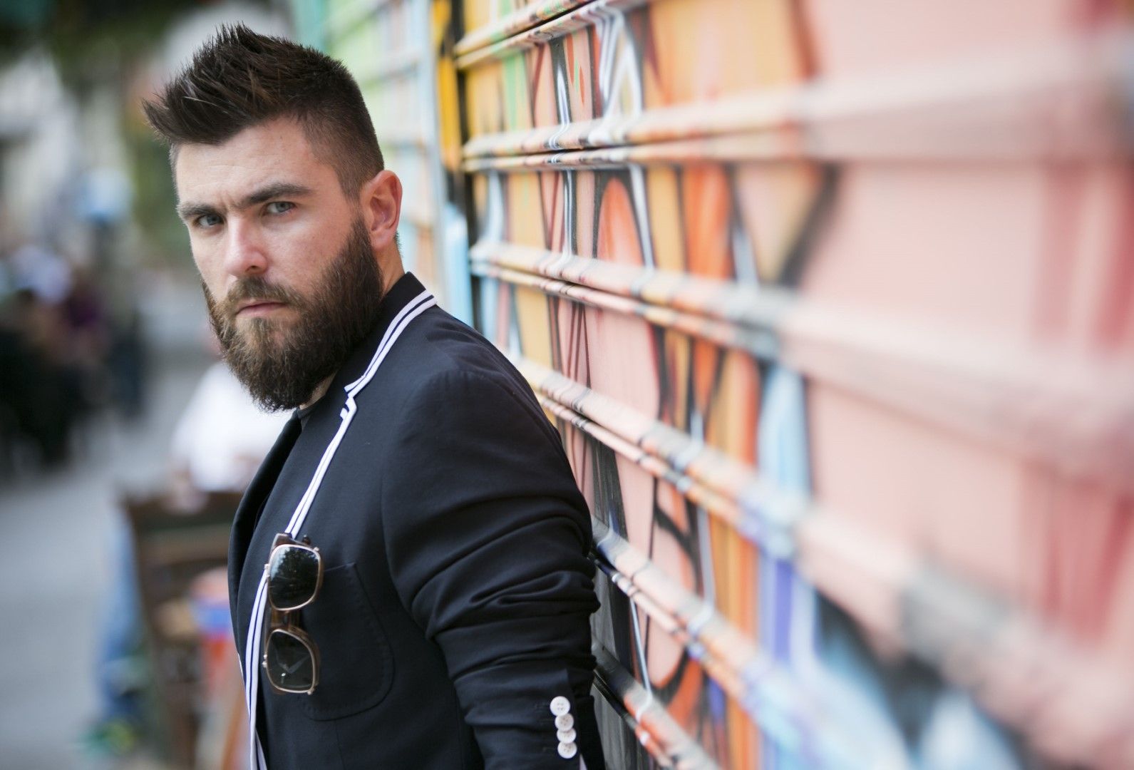 man street style, fashion blogger, trends 2014 2015, blazer, jeans, T-shirt, shoes, Adidas, Hugo Boss, Staff Jeans, Mcarthur Glen Athens, Cool Artisan, Γαβριήλ Νικολαίδης