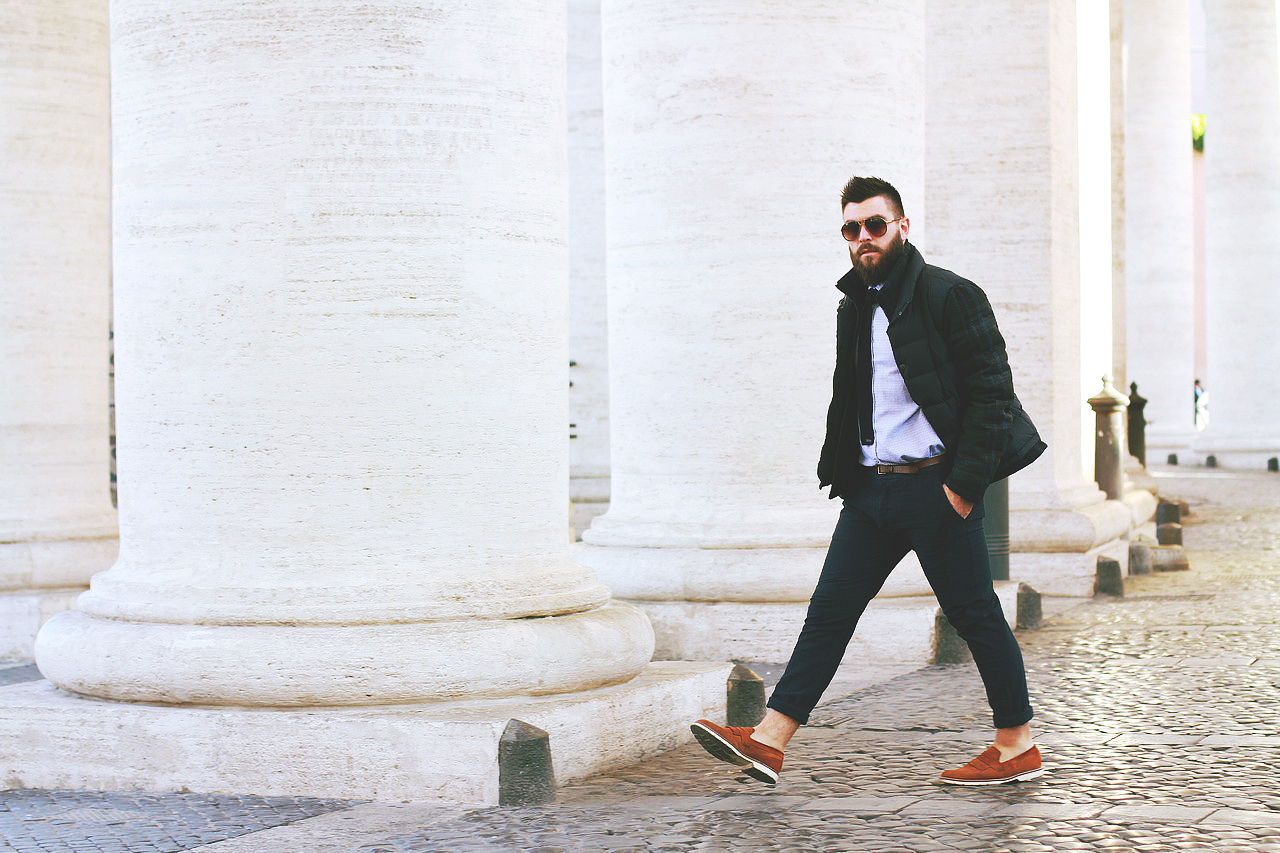 man street style, guy fashion blogger, trends 2014 2015, fall winter 15, shirt, jacket Tommy Hilfiger, Tommy Fall 14, moon, heritage collection, guess, blue pants, brown shoes